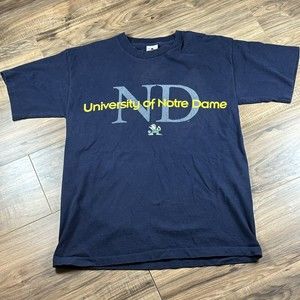 VTG 90's USA made Notre Dame Tee‎ T-Shirt Medium Single Stitch Football Spellout